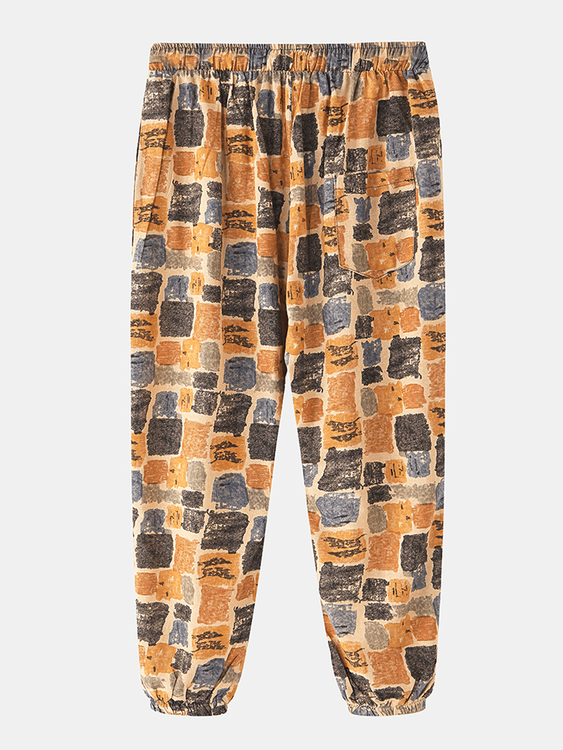 Mens Print Elastic Waist Jogger Long Pants