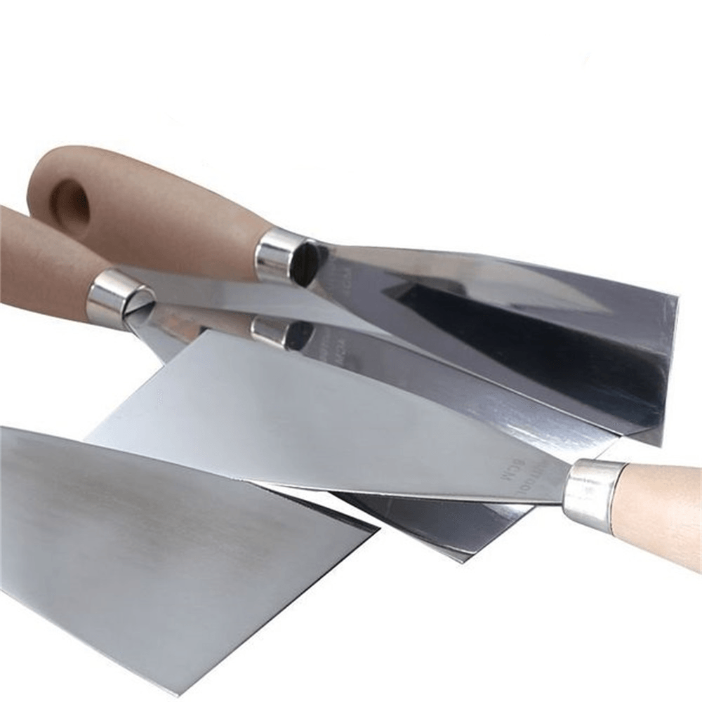 4Pcs Stainless Steel Thick Putty Knife Shovel Cleaning Push Knife Putty Knife Wooden Handle Scrapers