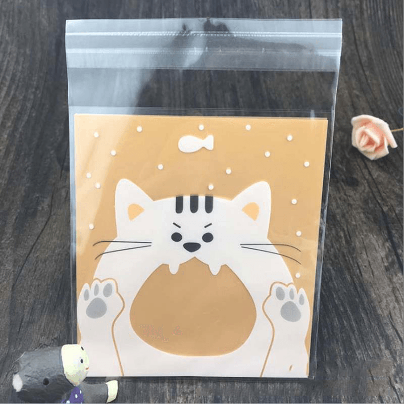 10*10 100Pcs/Lot Creative Cookie Bag Cute Cartoon Candy Baking Plastic Ziplock Packing