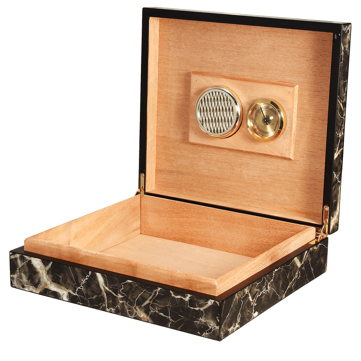 Black Cedar Wooden Storage Case Humidor Box with Humidifier Hygrometer