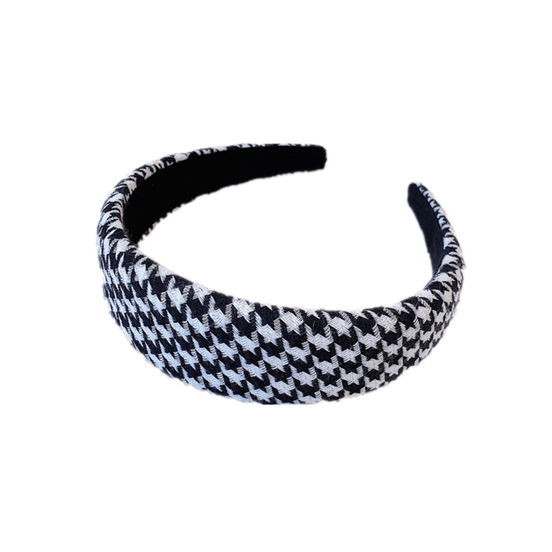 Houndstooth Sponge Headband Fashion Wide Edge Fabric