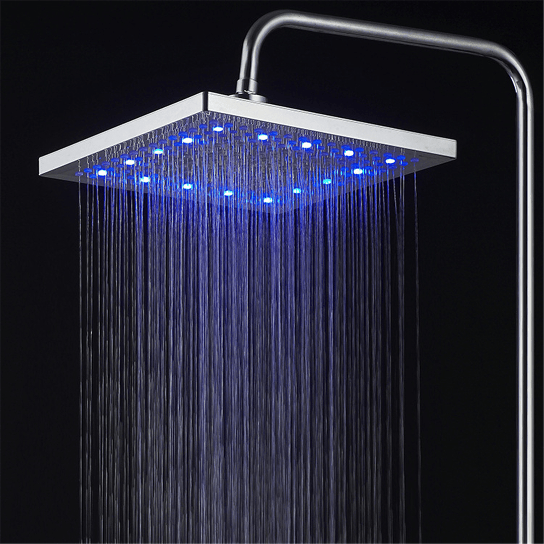 Showerhead 8" LED Rainfall Square Shower Head Automatically 7 Color-Changing