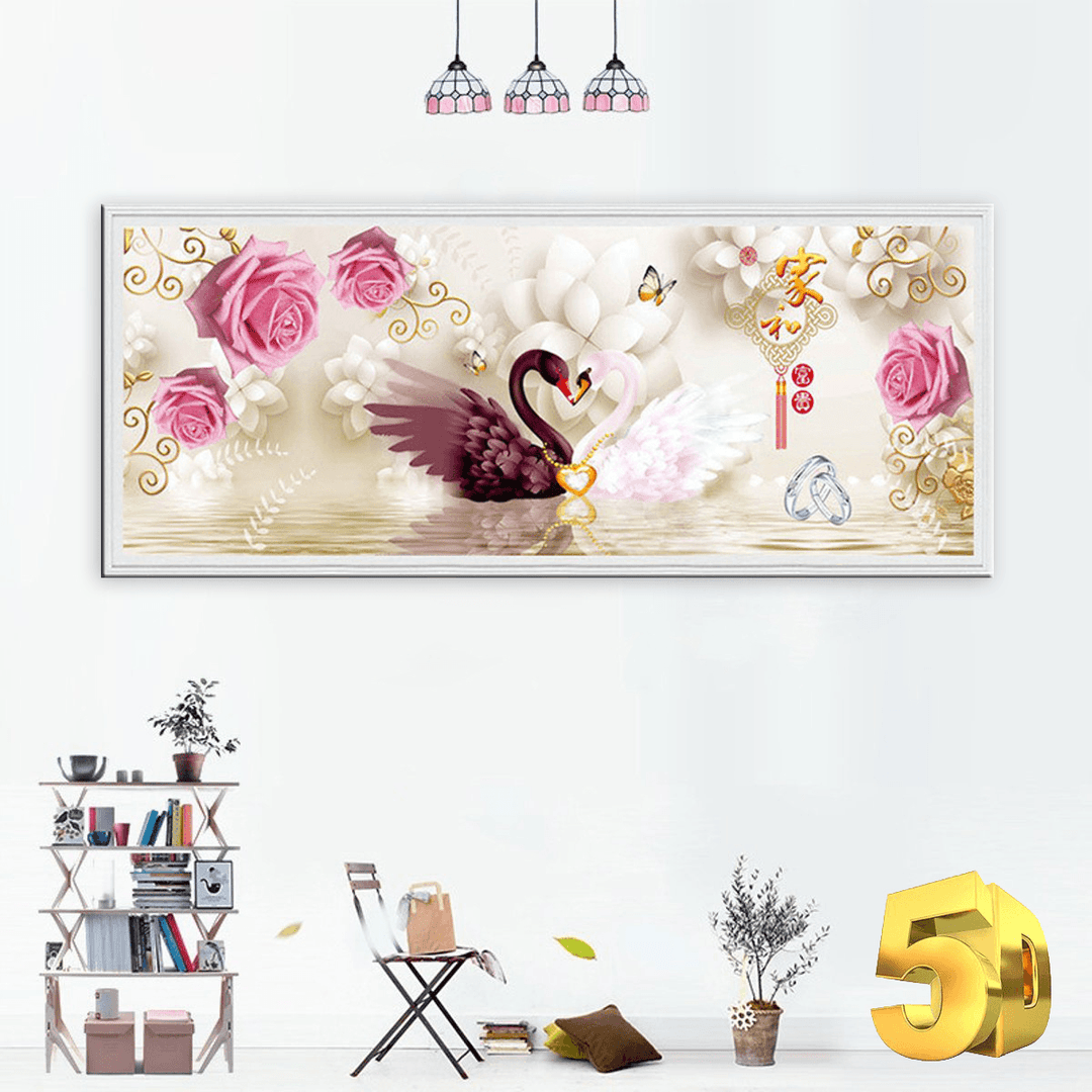 DIY Embroidery 5D Diamond Painting Swan Cross Stitch Full Bead Kit Home Decor