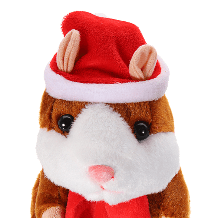 18CM Lovely Talking Hamster Christmas Plush Toy Speak Talking Sound Record Hamster Talking Toys