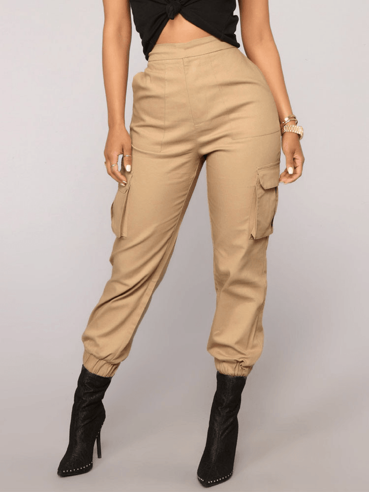 Solid Color High Elastic Waist Casual Harem Pants