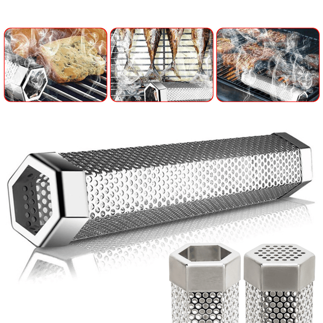 Stainless Steel Smoker Tube 5.8X31Cm/2X12" BBQ Wood Pellet Smoke Box Charcoal Grill Meat Tools Outdoor Camping Cookware