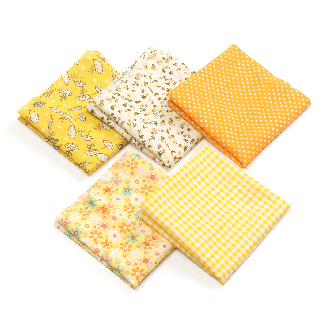 5Pcs/Set 19.7'' Series Fabric Cotton Bundles Fat Quarters Polycotton Material Florals Gingham Spots Non Woven Fabric