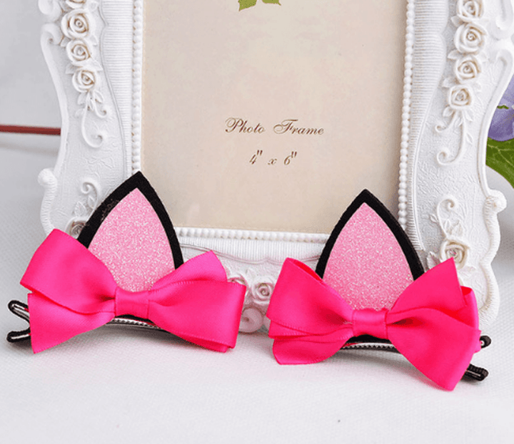 2 Pieces = 1 Pair Children Girls Hair Accessories Clip Children Hairpins Barrettes Bow Flower Cat Ears Hairpin - MRSLM