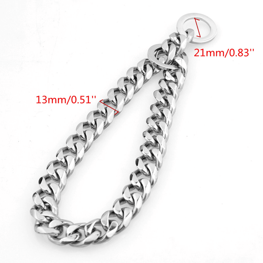 13Mm Silver Cut Curb Cuban Link Stainless Steel Dog Chain Pet Collar