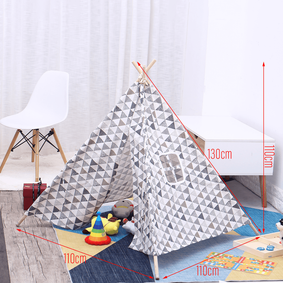 Large Cotton Linen Kids Play Tent Teepee Canvas Playhouse Indian Wigwam