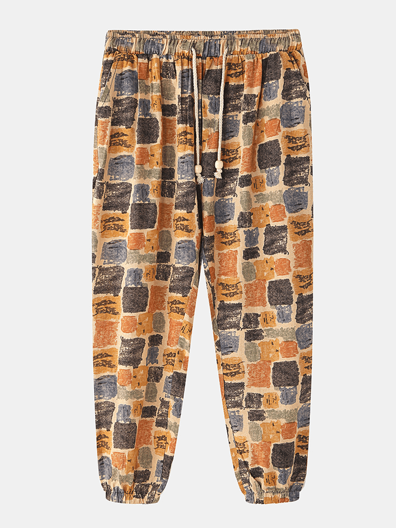 Mens Print Elastic Waist Jogger Long Pants