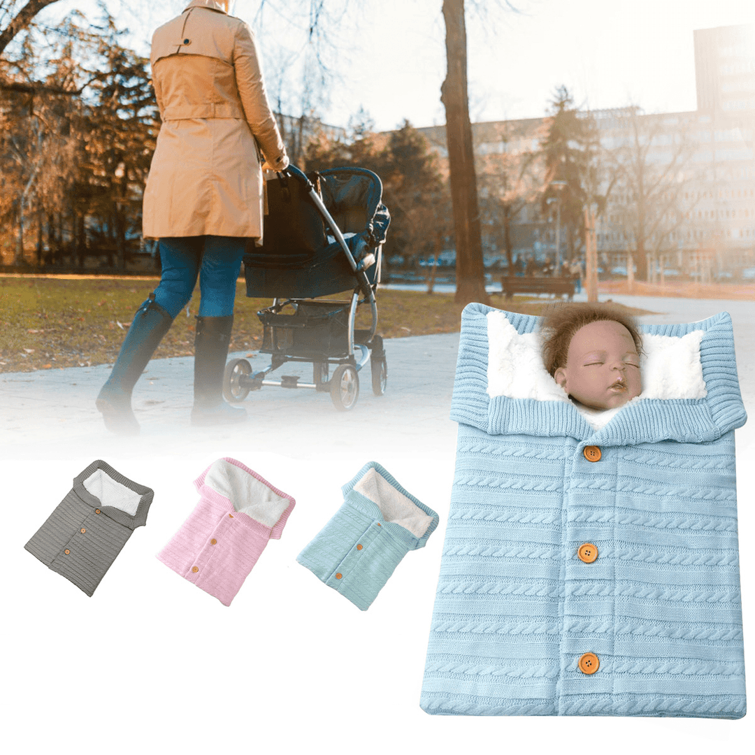 Baby Stroller Sleeping Bag Warm Knitting Soft Sleeping Blanket Outdoor Windproof Cold-Proof