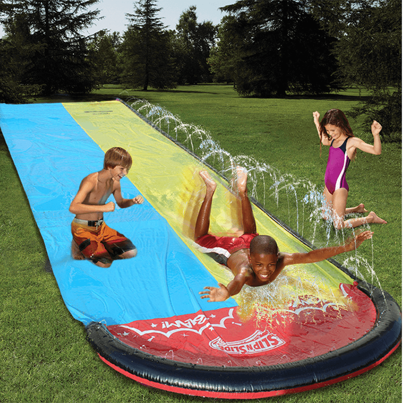 Inflatable Double Water Slide Fun Outdoor Splash Slip for Children Summer Pool Kids Games