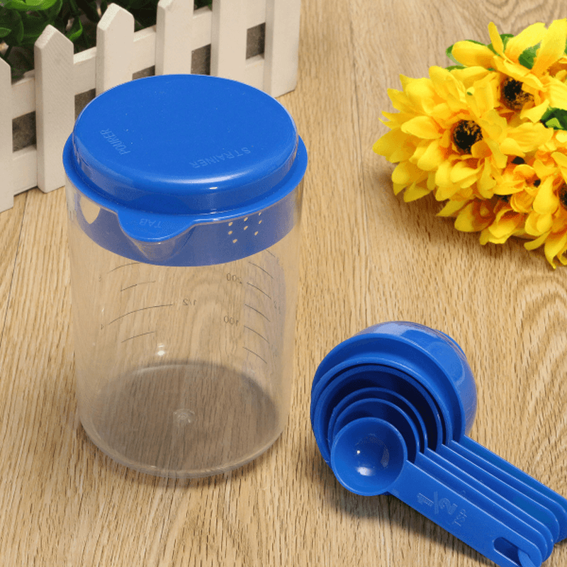 500ML Plastic Craft Tea Spoon Measuring Cup with Spoons Set for Lab