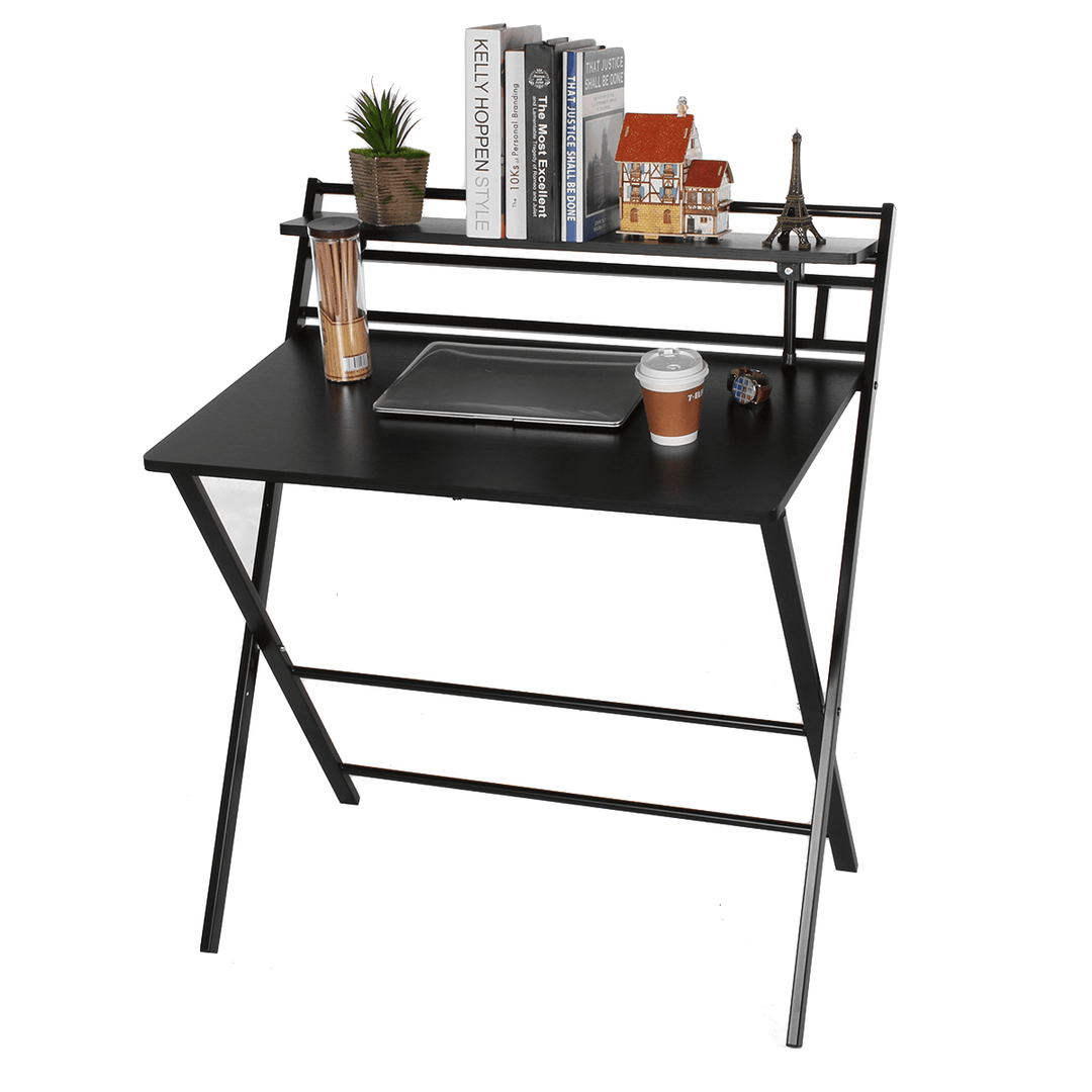 Foldable Computer Desk Table Student Writing Study Table with Storage Shelf Workstation Table Morden Laptop Table for Office Home