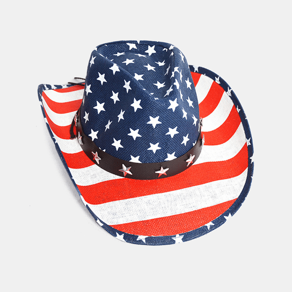 American Flag Panama Western Cowboy Hat Sailor Dance Hat Patriotic Jazz Hat - MRSLM