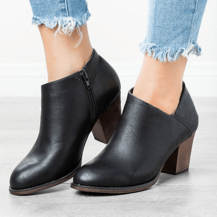 Clog High Chunky Heel Short Boots