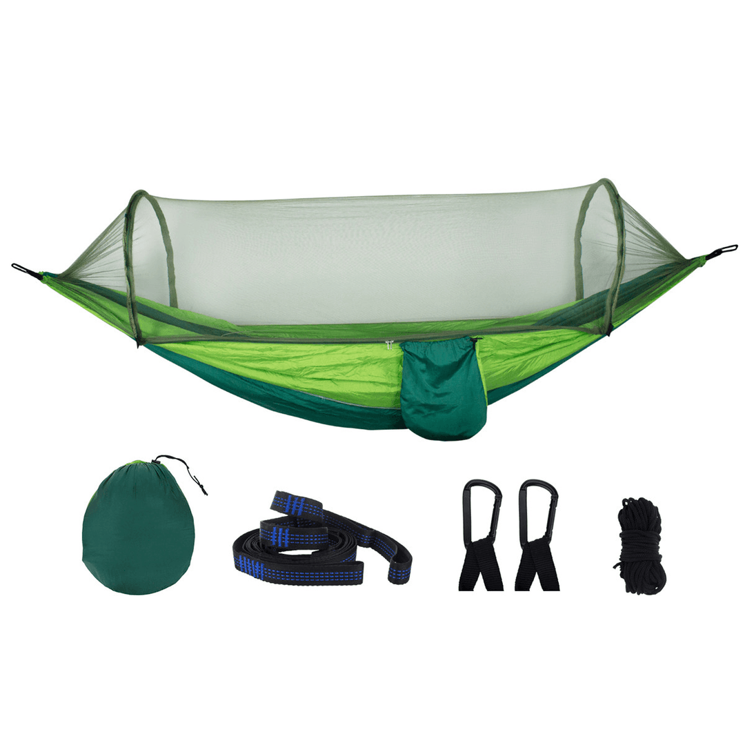 210T Nylon Hammock Ourdoor Camping Travel Hanging Bed with Mosquito Net - MRSLM