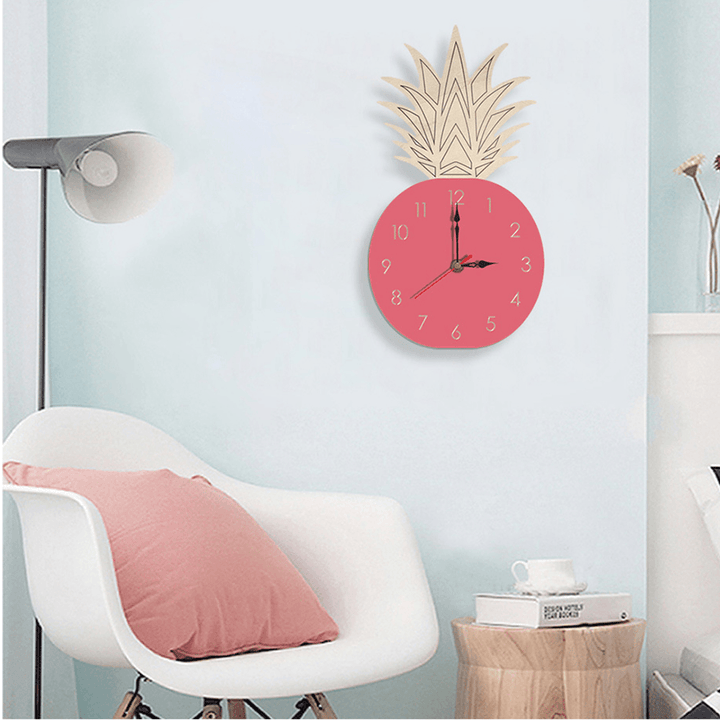 Creative Fruit Pineapple Wall Clock Acrylic Wood Clock for Livingroom Children Bedroom Cartoon Decorative