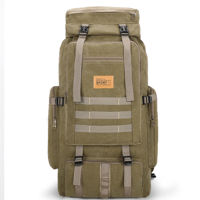 Ipree¬Æ 80L Canvas Tactical Backpack Waterproof Travel Bag Unisex Hiking Climbing Rucksack - MRSLM