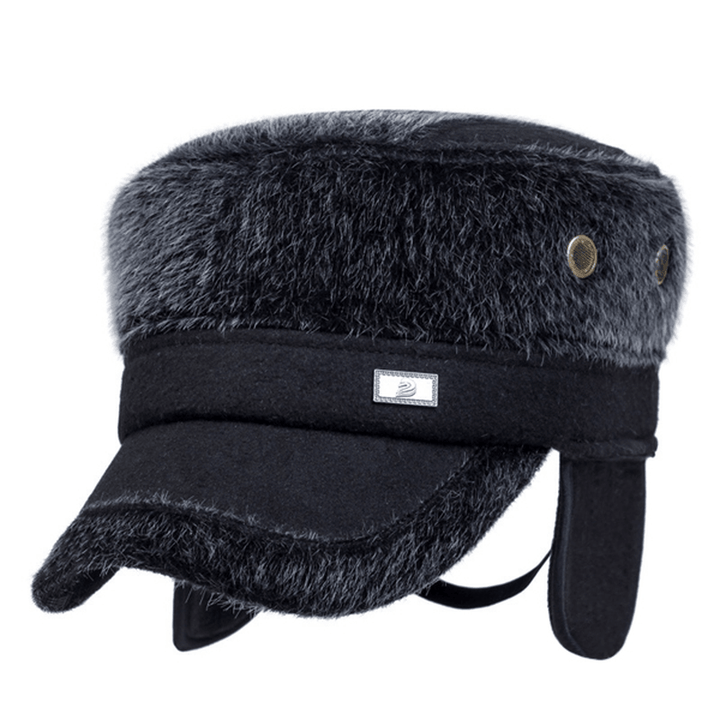 Unisex Imitation Mink Fur Earflap Ear Muffs Baseball Cap Adjustable Faux Fur Outdoor Military Hat