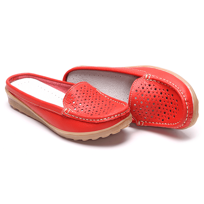 Soft Hollow Out round Toe Penny Loafers