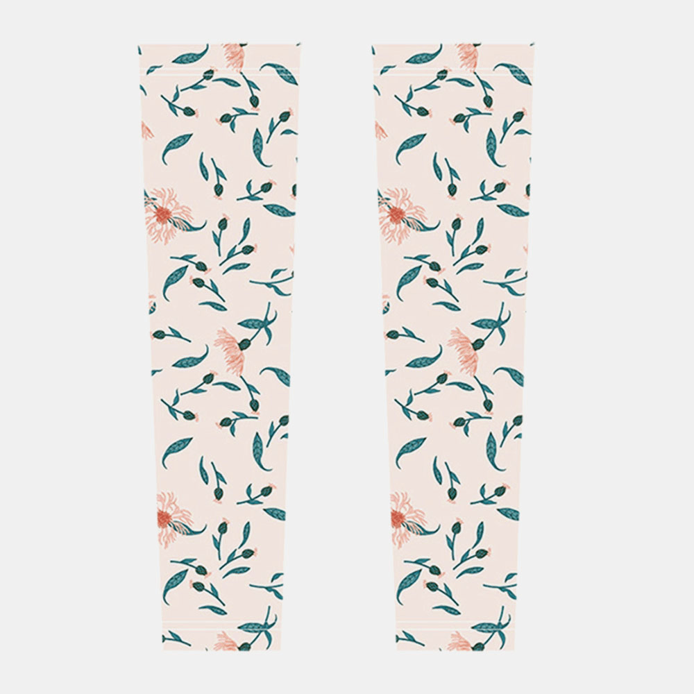 Women Ice Silk Fruit Flower Pattern Printing Long Sun Protection Sleeves Thin Breathable Driving Arm Guard Glove - MRSLM