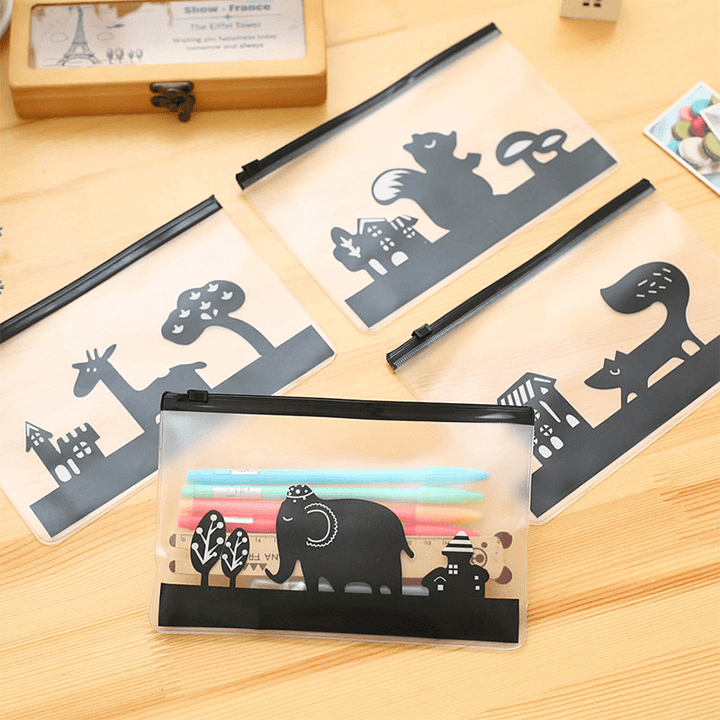 2018 Stationery Bag Cute Animal Translucent Matte Paper Bag Zipper Pencil Case