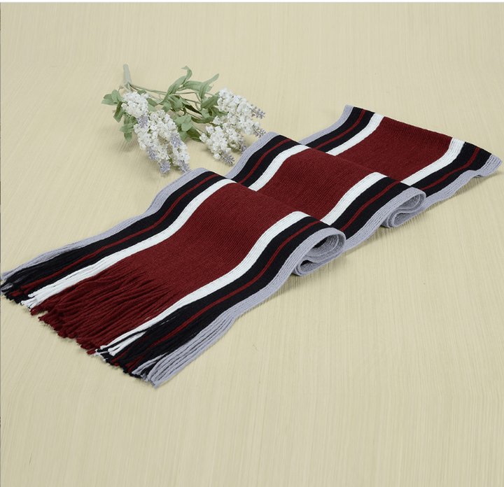 Knitted Warmth and Color Matching Striped Men'S Scarf