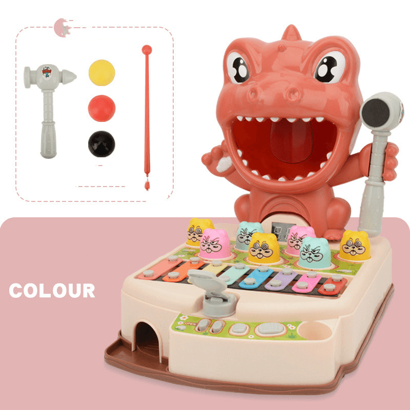 Children'S Educational Fun Electric Dinosaur Hitting Hamster Ejection Sound and Light Early Education Multifunctional Game Toy