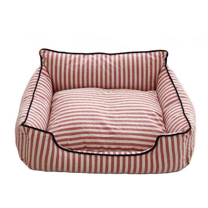 2 Colors Stripe Pattern Pet Sofa Bed Mat Dog Cat Sofa Kennel Pet Bed - MRSLM