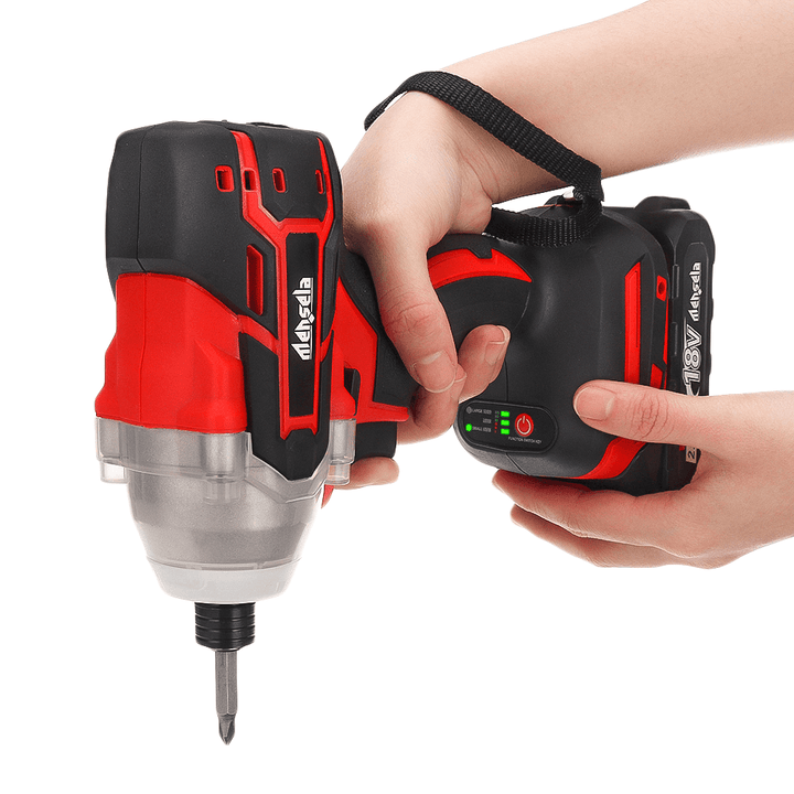 Mensela ID-L1 2.0AH 18V 3500RPM Brushless Impact Driver 3 Speeds Wireless Rechargeable Screwdriver W/ None/1/2 Battery & 6Pcs Driver Bits & 4Pcs Socket Bits for Metal Concrete Wood