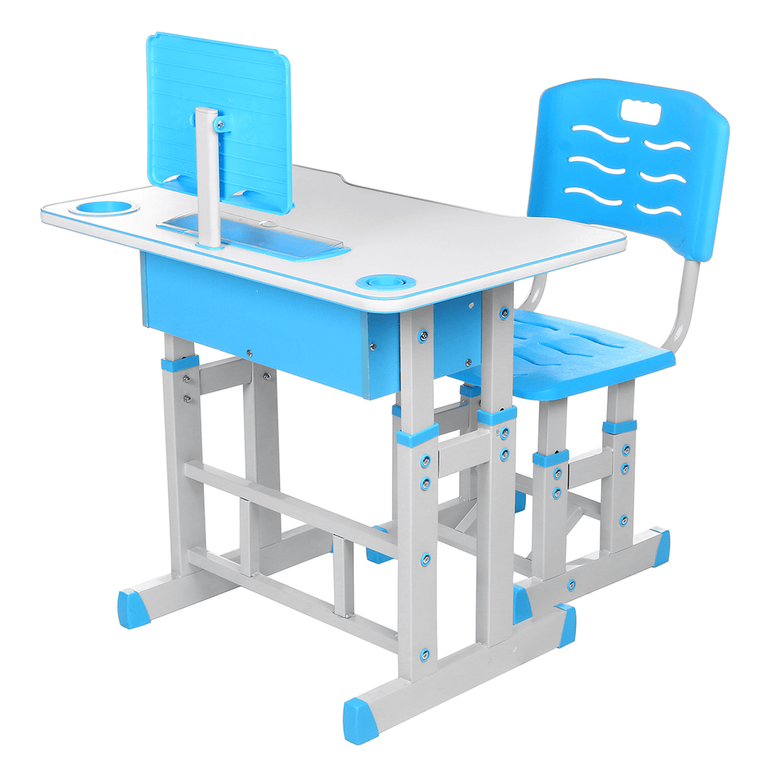 Children'S Study Desk Chair Set Ergonomic Height Adjustable Student Study Table Chair with Book-Stand Girls Boys Storage Drawer Writing Desk