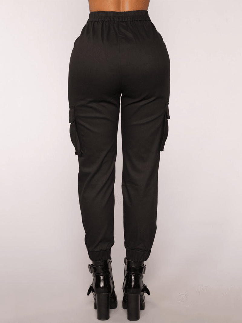 Solid Color High Elastic Waist Casual Harem Pants