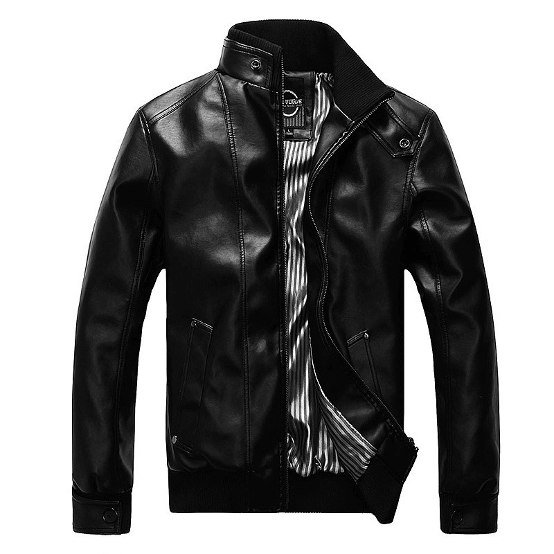 Fashion Brand Casual PU Leather Jacket Youth All-Match Leather Jacket Men