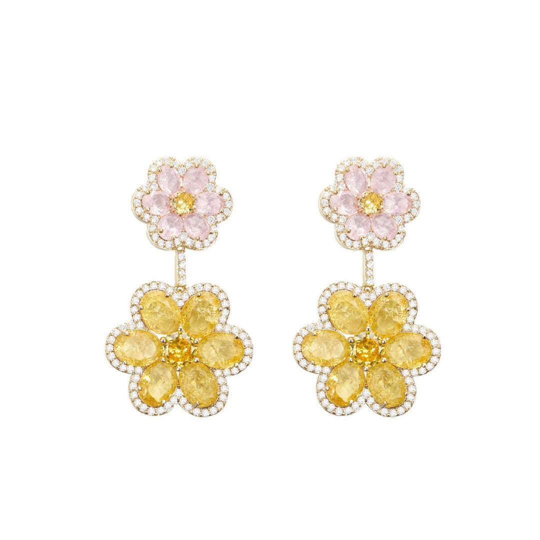 Double Flower Exquisite Light Luxury Earrings