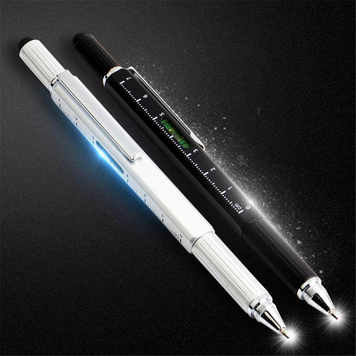 0.7mm Multi Function Level Tool Pen Square Touch Screen Rod Metal Screwdriver Ballpoint Pen Gift Tool School Office Supplies