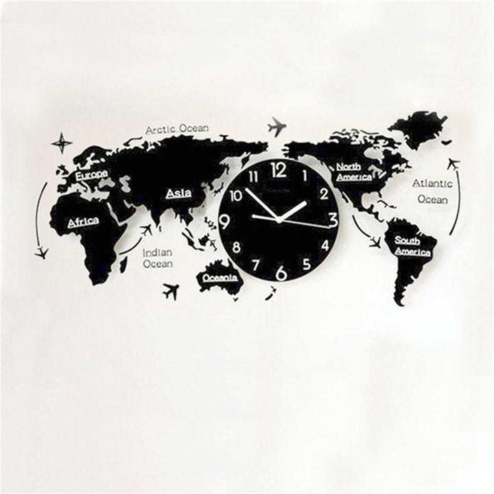 3D Wall Stickers World Map Clock 30*14 cm Living Room Home Bedroom Acrylic Decorative Personality Wall Clock