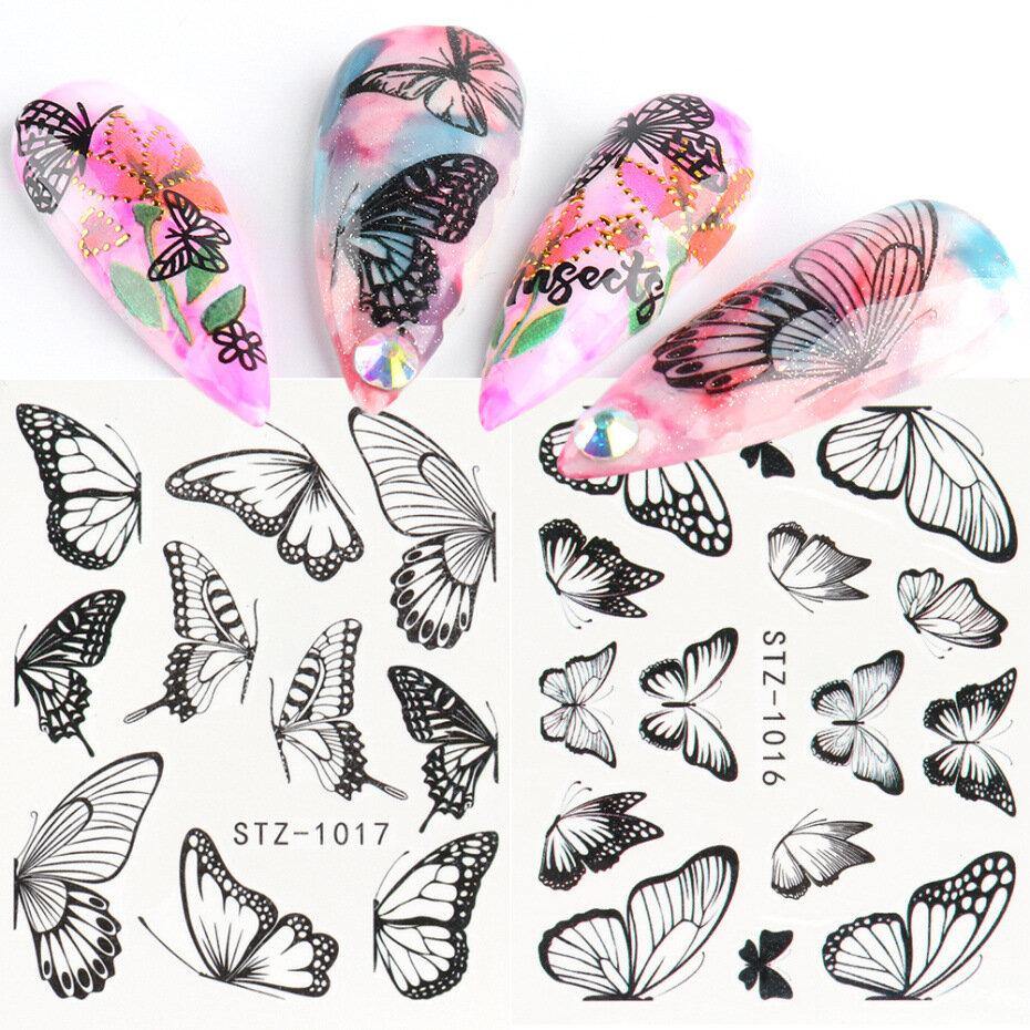 30 Pcs Nail Art Stickers Retro Watercolor Big Butterfly Water Transfer Stickers