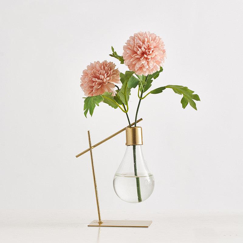 Wrought iron glass hydroponic vase