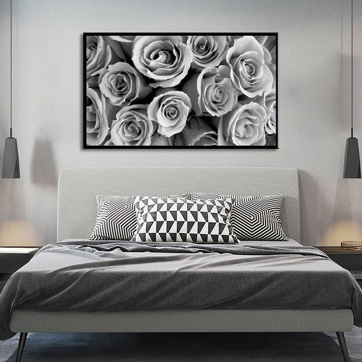 1 Piece Canvas Print Paintings Grey Rose Wall Decorative Print Art Pictures Wall Hanging Decorations for Home Office No Frame