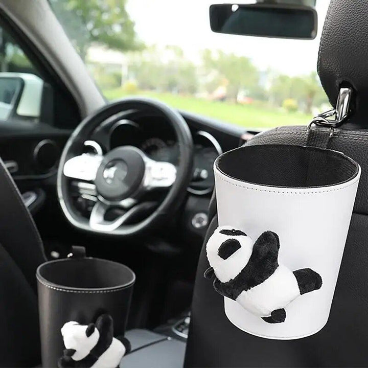 Compact Panda Car Trash Can & Organizer: Leak-Proof, Versatile, & Stylish