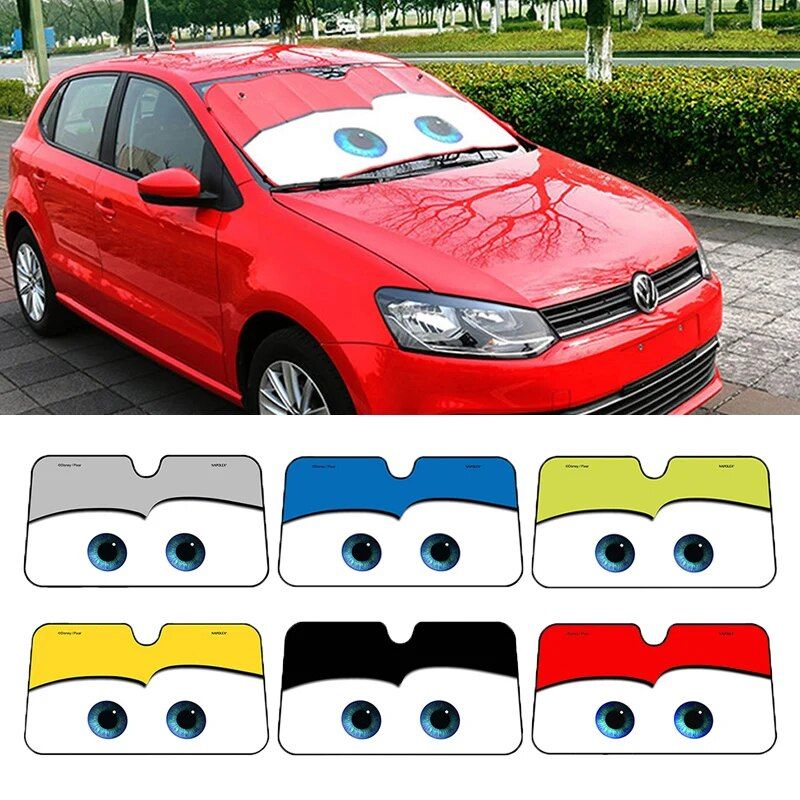 Aluminum Foil Car Sunshade with Heated Eyes Design ‚Äì Windshield Solar Protector