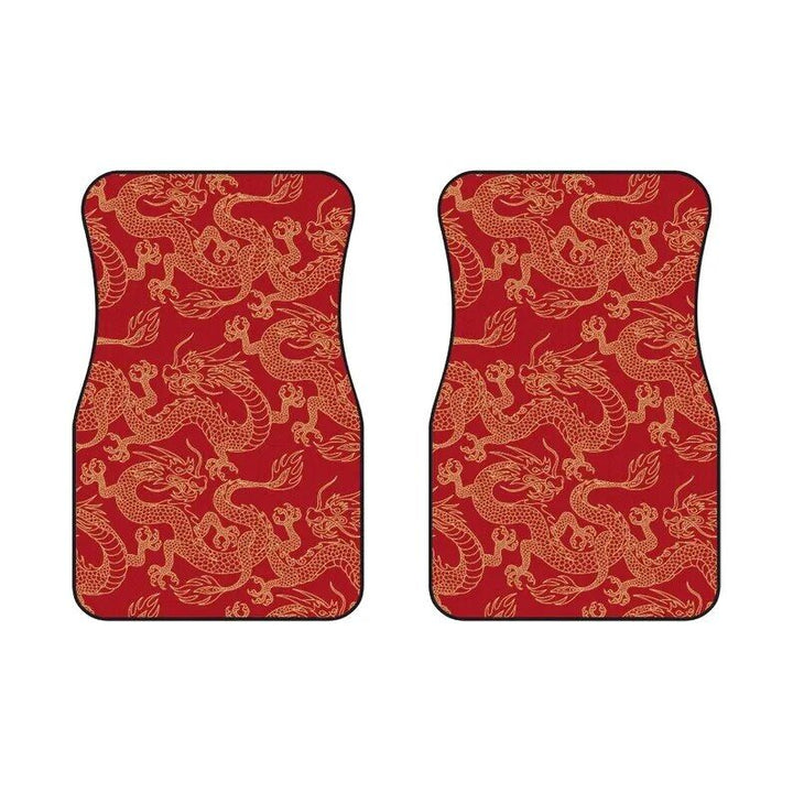 Red Dragon Print Waterproof Car Floor Mats