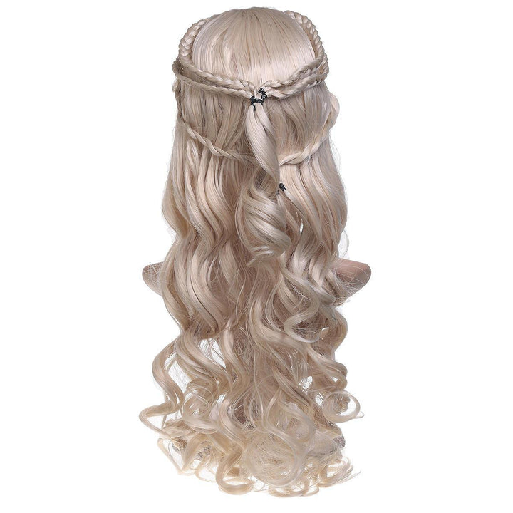 24'' Women Natural Wavy Lace Front Wig Girls Golden Blonde Curly Synthetic Hair