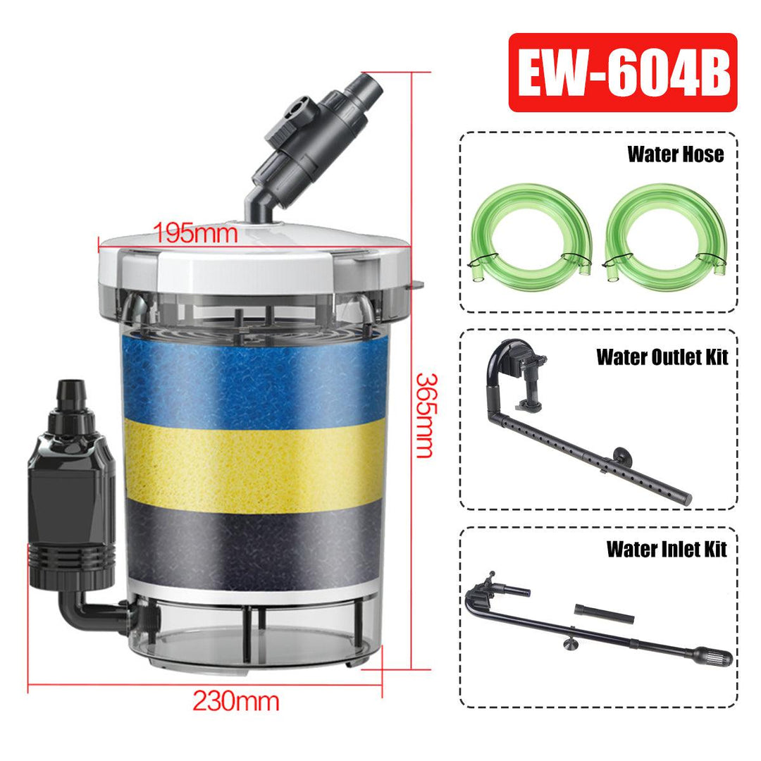 220V Aquarium External Canister Filter Fish Water Tank Air Pump Sponge Pond 800L/H - MRSLM