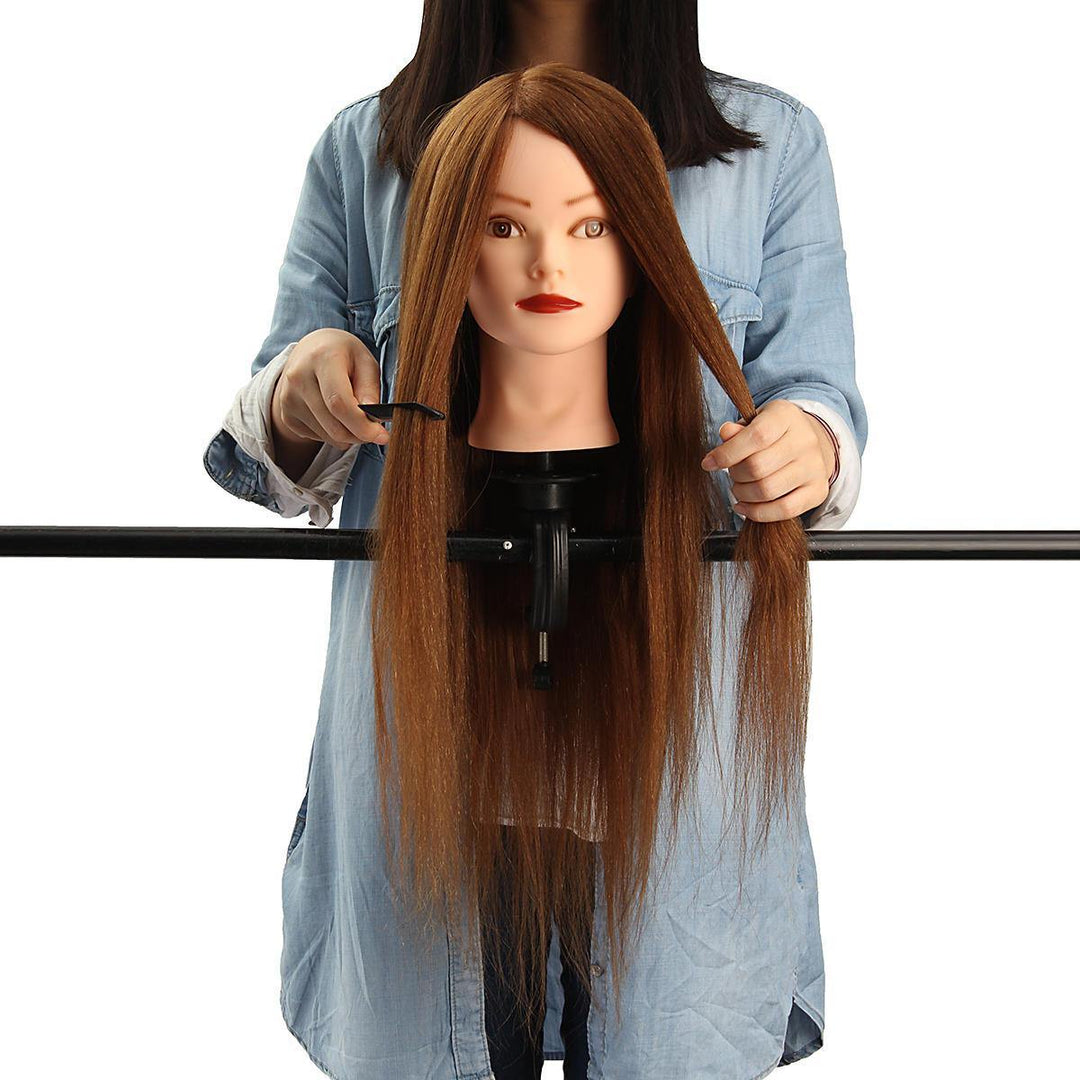 24'' 100% Human Hair Practice Mannequin Head Hairdressing Train Model+Clamp