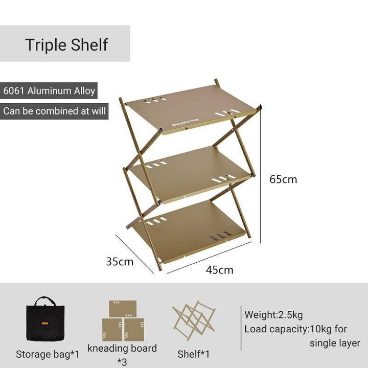 Multi-Level Portable Folding Camping Shelf – Aluminum Outdoor BBQ Table Rack