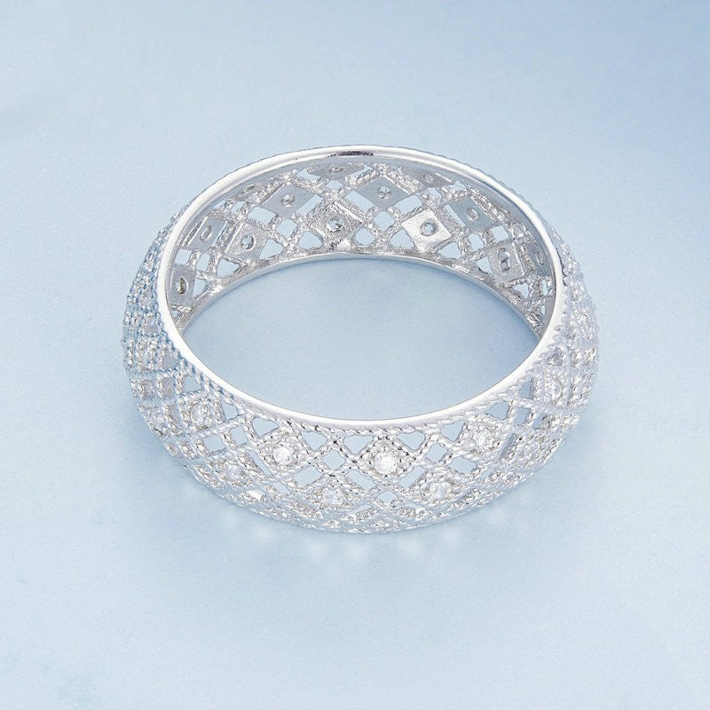 S925 Silver Delicate Mesh Wide Ring