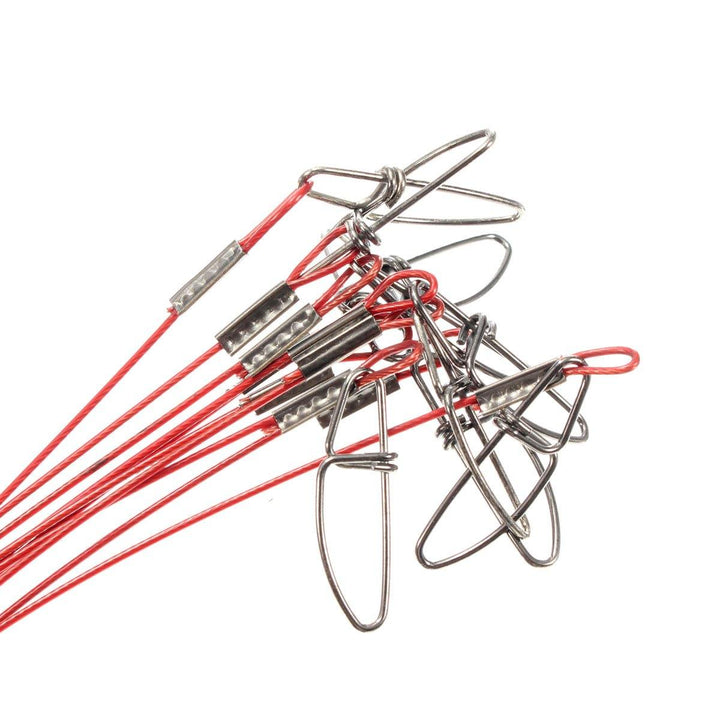 10Pcs 50cm Fishing Lures 316 Stainless Steel Wire Trace Leader Spinner Swivel Line